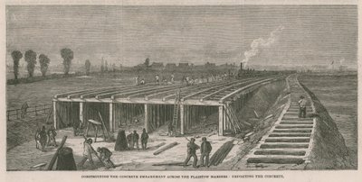 Constructing the Concrete Embankment Across the Plaistow Marshes by English School