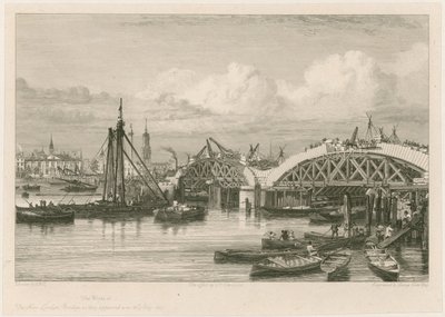 Construction of New London Bridge, 26 July 1827 by English School
