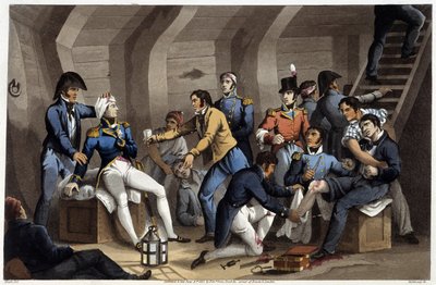 Cookpit in Historical, military and naval anecdotes and incidents that arrived at the arms of Great Britain and their allies, ending in Waterloo by Edward Orme. Illustrated by Fry, Sutherland, Clark, Dubourg, W.Heart, JA, Atkinson by English School