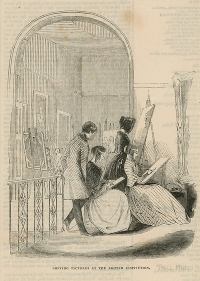 Copying pictures at the British Institution by English School