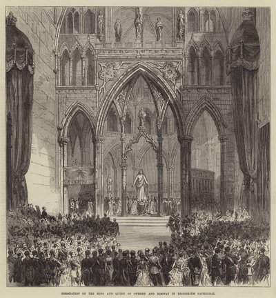 Coronation of the King and Queen of Sweden and Norway in Trondhjem Cathedral by English School