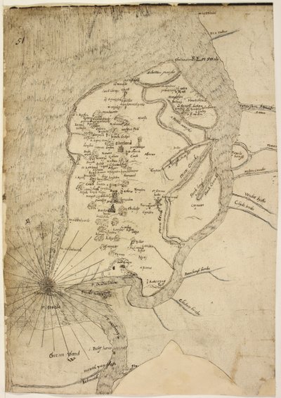 Map of Isle of Sheppey attributed to cartographer Robert Lythe by English School
