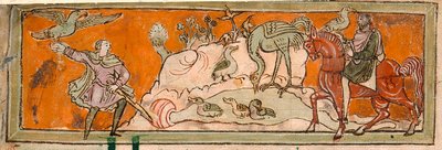Hunting with the falcon, Illustration for October from an 