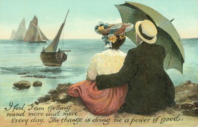 Couple Embracing on Beach by English School