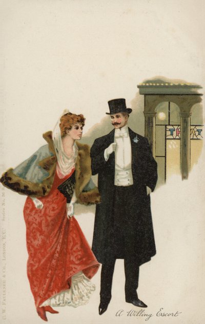 Couple in evening dress by English School