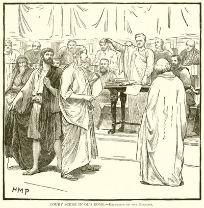 Court Scene in Old Rome (Expulsion of the Sophists) by English School