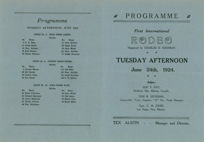 Cover of the Programme for the First International Rodeo by English School