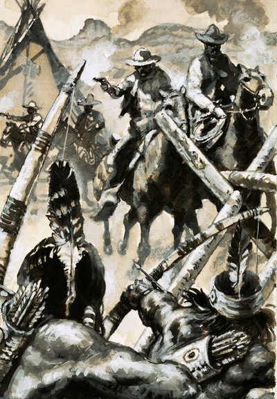 Cowboys and Indians at war by English School