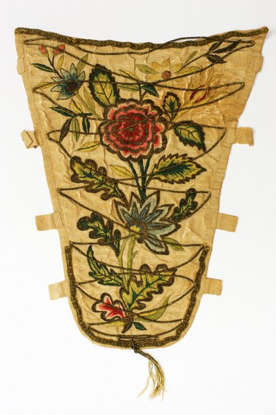 Cream Stomacher Embroidered with a Posy of Flowers, c.1700-50 by English School