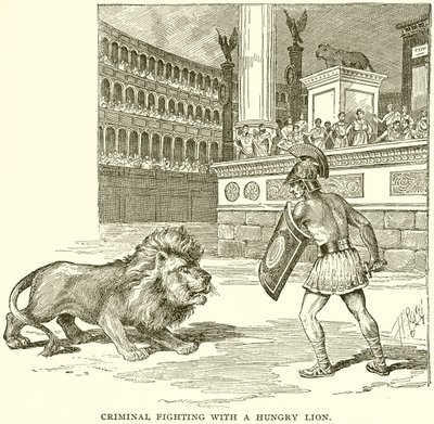 Criminal Fighting with a Hungry Lion by English School