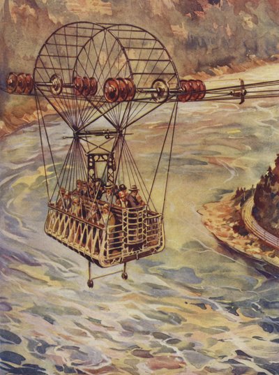 Crossing the Niagara Falls by cable car by English School