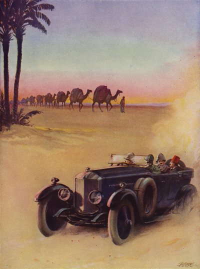 Crossing the desert by camel train and by motor car by English School