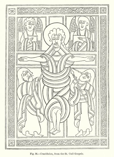 Crucifixion, from the St Gall Gospels by English School