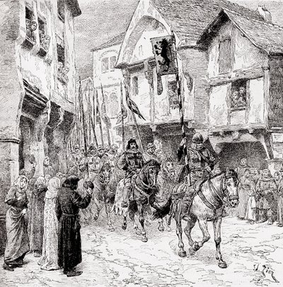Crusaders on route for the Holy Land by English School