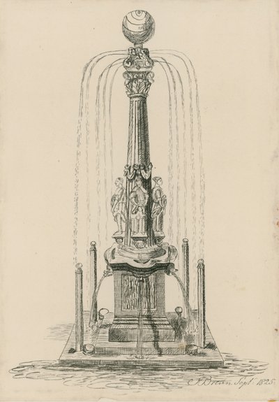 Curious sundial and fountain by English School