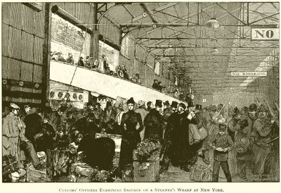 Customs Officers Examining Baggage on a Steamer