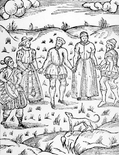 Dancing with a Drummer, from The Doome warning all men to the Judgement by Stephen Bateman, 1581 by English School