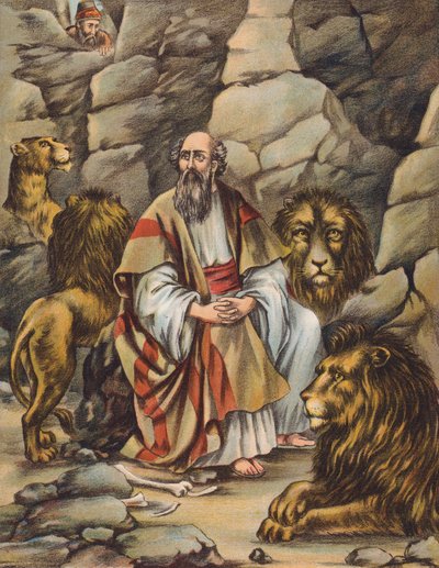 Daniel in the Den of Lions by English School