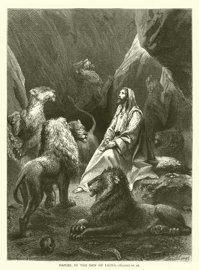 Daniel in the Den of Lions by English School