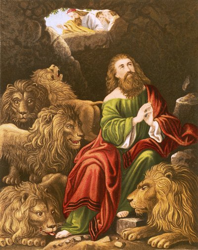 Daniel in the Den of Lions by English School