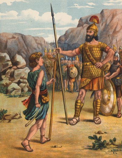 David and the Giant Goliath by English School
