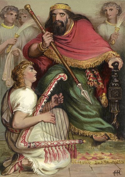 David Playing on the Harp Before Saul by English School