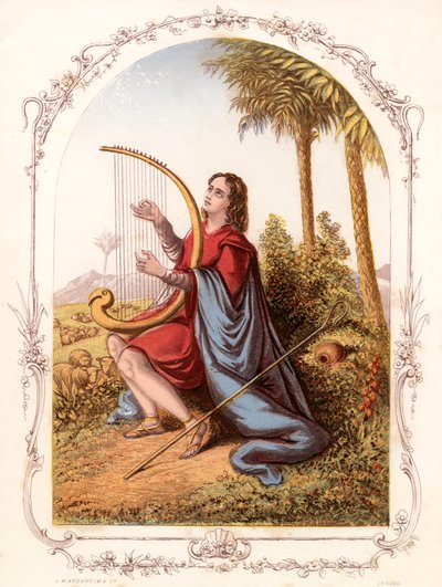 David Playing the Harp by English School
