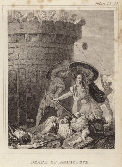 Death of Abimelech by English School