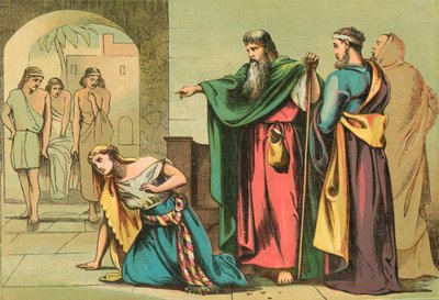 Death of Sapphira by English School