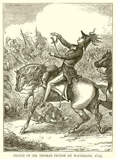 Death of Sir Thomas Picton at Waterloo, 1815 by English School