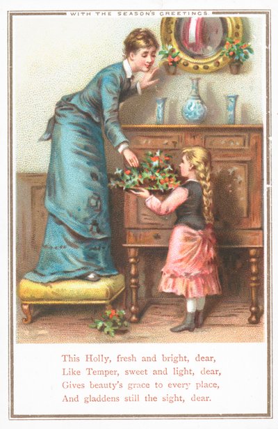Decorating the home with holly by English School