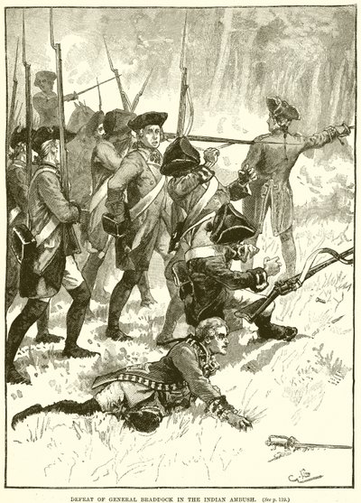 Defeat of General Braddock in the Indian Ambush by English School
