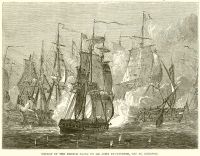 Defeat of the French Fleet by Sir John Duckworth, off St. Domingo by English School