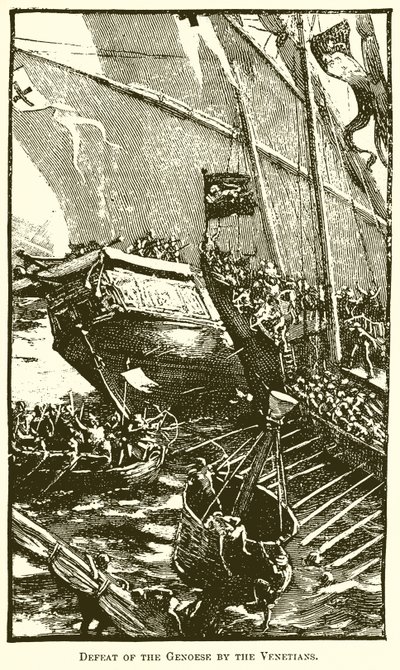 Defeat of the Genoese by the Venetians by English School
