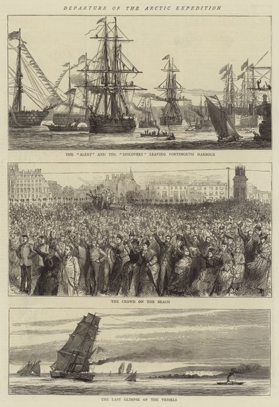 Departure of the Arctic Expedition (engraving) by English School