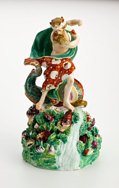 Derby figure of Neptune on a rocky base with waterfall and shells, c.1750-1800 by English School