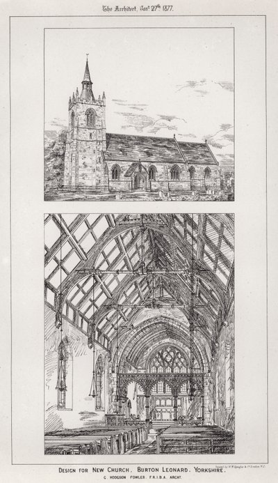 Design for New Church, Burton Leonard, Yorkshire by English School