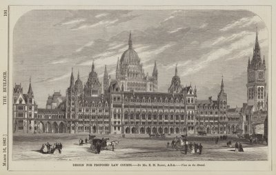 Design for Proposed Law Courts, View in the Strand (engraving) by English School