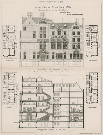 Design for a London Residence by William Scott by English School