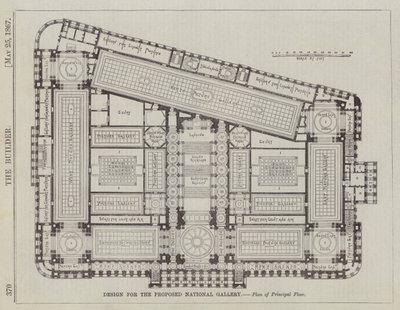 Design for the Proposed National Gallery, Plan of Principal Floor (engraving) by English School