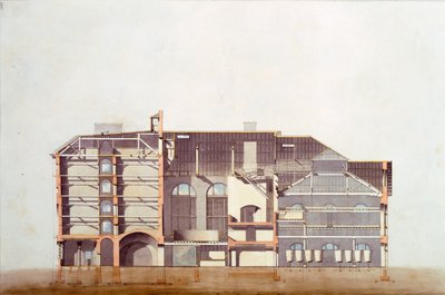 Design for the Stag Brewhouse, original manuscript drawing from the offices of George Saunders, c.1807 by English School