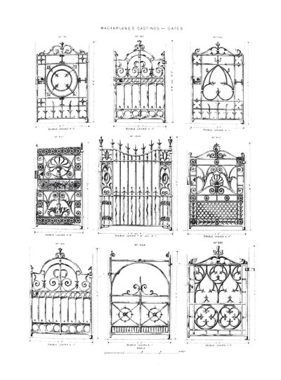 Designs for cast-iron gates, from Macfarlane