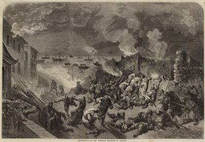 Destruction of the European factories at Canton by English School