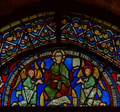 East window of the Trinity Chapel depicting Christ in Glory (detail) by English School