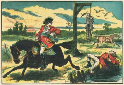 Dick Turpin shoots Pooly, the thief-taker, on Hounslow Heath by English School