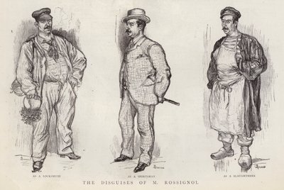 Disguises used by Parisian police detective Gustave Rossignol by English School