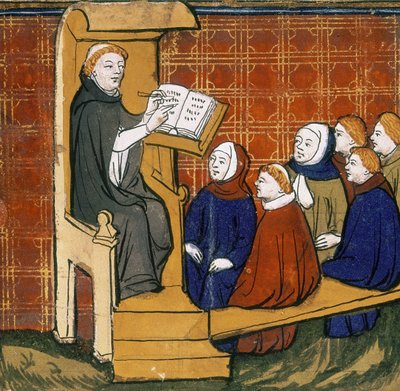 Dominican Teacher with Pupils, Livre des Proprietez des Choses, Early Fifteenth Century by English School