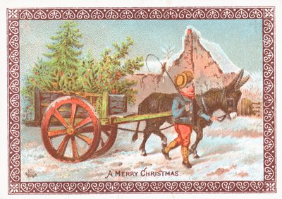 Donkey pulling cart by English School