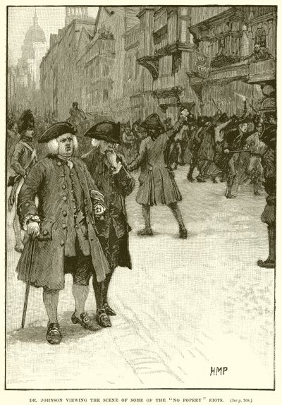 Dr. Johnson Viewing the Scene of Some of the No Popery Riots by English School
