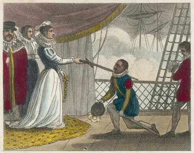 Drake Knighted on Board His Ship by English School